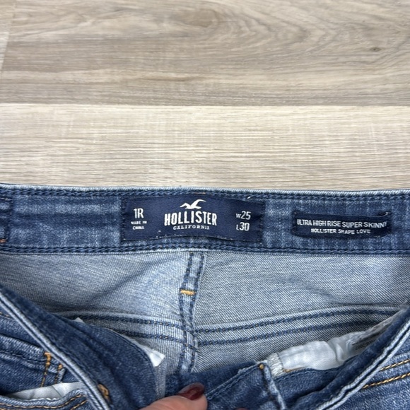 🏁 Hollister super high-rise skinny blue denim jeans size 25 - Picture 5 of 9